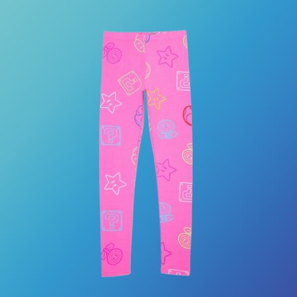 Gaming Character Icon Toss Girls Graphic Leggings Pink Size Large 10/12 - Picture 1 of 8